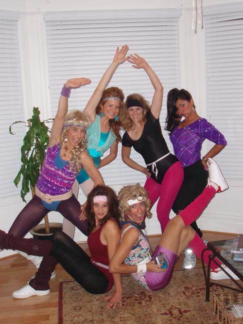 Myself and 5 friends dressed up as Jane Fonda Jazzercise workout enthusiasts